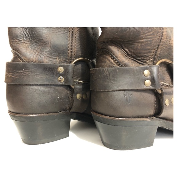 Frye Harness Boots Nubuck Oiled Leather Brown 8 - Picture 9 of 15